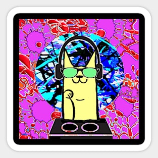 Cat Pattern DJ rock Sticker